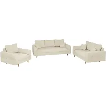 S-Style Couch Chenille 3-Sitzer + 2-Sitzer + Sessel Beige