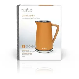 Nedis Wasserkocher 1.7 l Soft-Touch Orange Um 360 Grad drehbar Verdecktes Heizelement - Strix Controller - Boil-dry protection