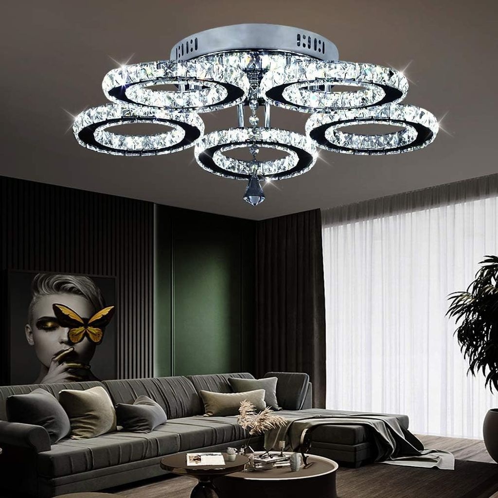 LED K9 Kristall Deckenleuchte Deckenlampe Kronleuchter Wohnzimmer Kaltweiß 50W