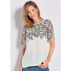 GOLDNER Kurzgröße: Elegantes Shirt mit Paisley-Design", in weiß / gemustert), | Gr.: 19,