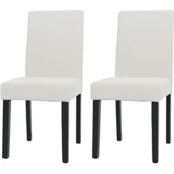 CHEFGASTRO 2er-Set Esszimmerstuhl klassisch und zeitlos HxBxT 90x42x50cm Sitzhöhe 47cm Stoff/Textil Cord Holz dunkle Beine Creme