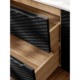 Badplaats Waschbeckenunterschrank Ocean 2 Schubladen 60 x 59 cm Schwarz Matt/Eiche