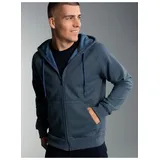 TRIGEMA Sweatjacke "TRIGEMA Sweatjacke mit Kapuze", Herren, Gr. XL, blau (jeans, melange), 70% Baumwolle, 30% Polyester, Basic, Sweatjacken Sweatjacke