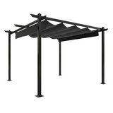 DOTMALL Pavillon Gartenpavillon mit ausziehbarem Dach , 3x3 m , Anthrazit