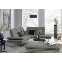 W.Schillig Ecksofa "broadway, Designsofa, mit tollem Sitzkomfort, L-Form", grau (grau s37), B:284cm H:94cm T:224cm, Stoff S37 (100% Polyester): Luxus-Microfaser in Lederoptik, Sofas, Ecksofa, Sitztiefenverstellung, Kopfteil- & Seitenteilverstellung, Breite 284cm