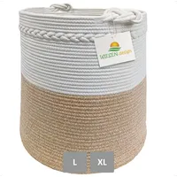 Wiesen.design Korb KNUT Ø46xH48 cm Hellbraun/Weiß/80L, Wäschekorb geflochten aus