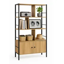 Relaxdays Bücherregal mit Unterschrank 154,5 x 74 x 30 cm Braun/Schwarz