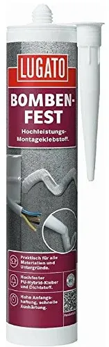 Lugato Bombenfest 480 g grau - Wasserfester PU-Montagekleber für Metall, Kunststoff, Holz