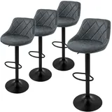 ML-Design Barhocker 4er Set Bezug aus Kunstleder Anthrazit, Gepolsterter Barstuhl Bistrohocker mit Fußstütze,