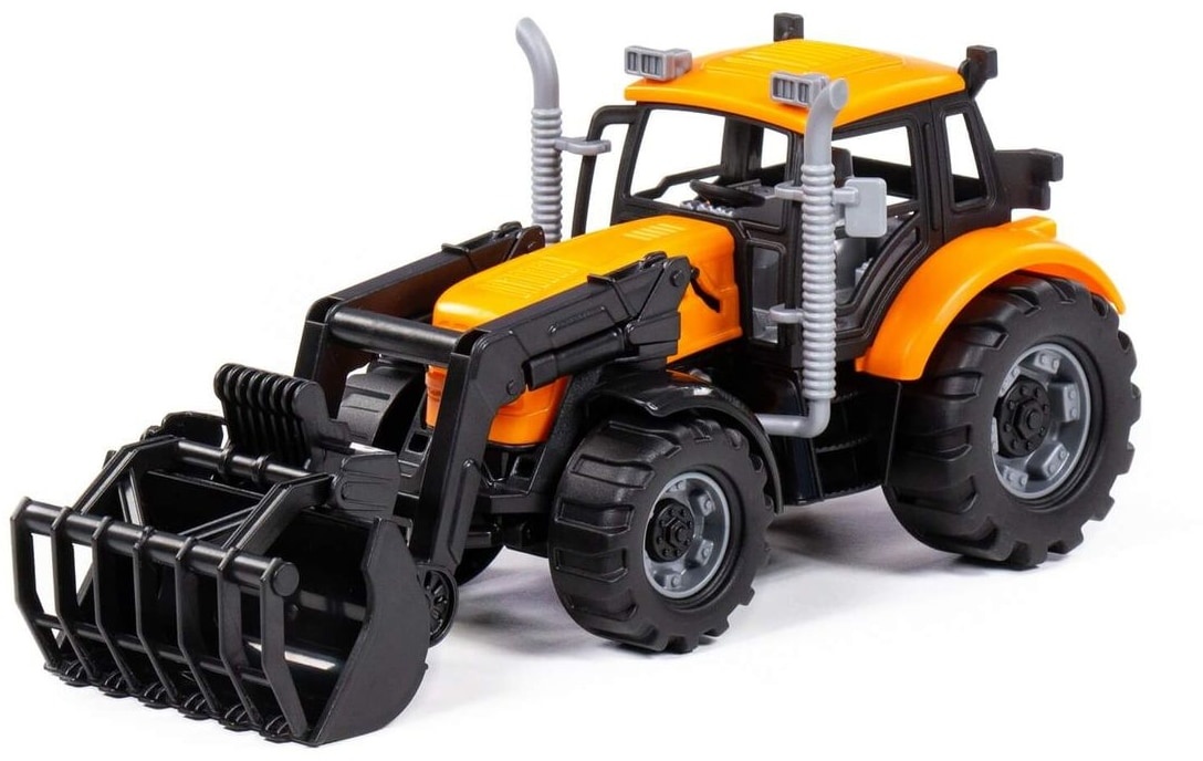 Polesie Spielzeug Traktor 91758, Schließschaufel, Radlader, Schwungantrieb orange
