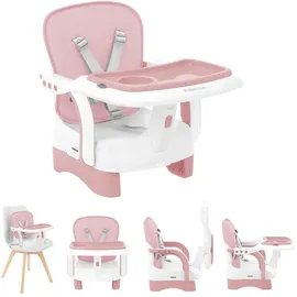 KIKKABOO Kinderstuhl, Boostersitz Chewy, Doppeltablett, Sicherheitsgurt, faltbar rosa