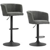 Homcom 2er-Set Barhocker, Bistrohocker mit Fußstütze, Drehbar Barstuhl, Höhenverstellbar Küchenhocker mit Leinenbezug, für Wohnzimmer, Esszimmer, Dunkelgrau