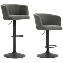 Homcom 2er-Set Barhocker, Bistrohocker mit Fußstütze, Drehbar Barstuhl, Höhenverstellbar Küchenhocker mit Leinenbezug, für Wohnzimmer, Esszimmer, Dunkelgrau