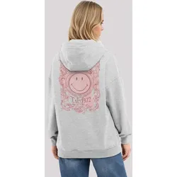 Kapuzenpullover F4NT4STIC "Smiley Originals Spring Pink Typography", Damen, Gr. L, grau (grau melange), Obermaterial: 80% Baumwolle, 20% Polyester, casual, oversize, Langarm, Pullover, Premium Qualität