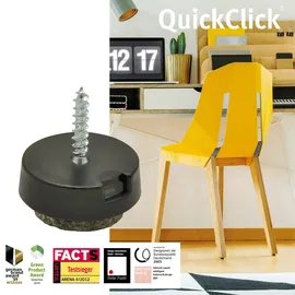 QuickClick Wagner QuickClick® Filzgleiter Möbelgleiter Stuhlgleiter 4er-Set zum Anschrauben - 4X Basis+Schraube+Gleiteinsatz austauschbar - Wollfilz Ultrasoft - Durchmesser Ø 20 mm - Made in DE - 15808400
