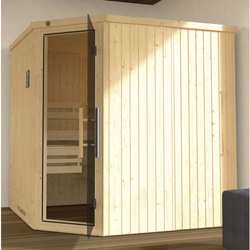 WEKA Ecksauna »Varberg 3«, BxHxT: 194 x 199 x 194 cm - beige
