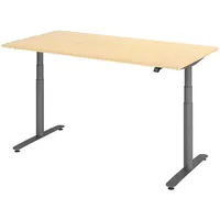 Bümö Schreibtisch Ahorn, Graphit, Nachbildung,Ahorn, Rechteckig, 80x72x160 cm, FSC