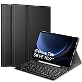 Fintie Tastatur Hülle für Samsung Galaxy Tab S9 FE 10.9 Zoll/Tab S9 11 Zoll 2023 Tablet, Keyboard Cover mit Magnetisch Abnehmbarer Deutscher Bluetooth Tastatur, Schwarz