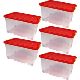 BigDean Eurobox 60 x 40 x 32,5 cm 4-tlg. rot/transparent