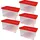 BigDean Eurobox 60 x 40 x 32,5 cm 4-tlg. rot/transparent