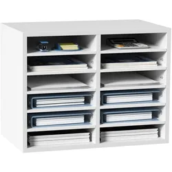 VEVOR Briefablage Schreibtisch Organizer 520 x 305 x 410 mm, 2,3–5,6 cm Einstellbar A4 Stapelbar, Papierablage, Aufbewahrung Schreibtisch Ablagesystem Organisation, Ablage (Weiß, 2 x 6 Fächer)