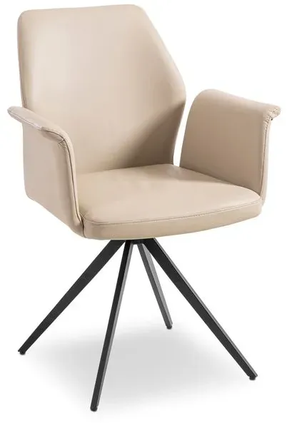 [de]sign & more Stuhl Fresno Leder Beige Hellbeige