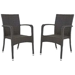Stapelstuhl GARDEN PLEASURE "LONDON", braun (coffee, coffee), B:55cm H:87cm T:57cm, Kunststoff, Stühle, 2er Set, auch für die Gastronomie geeignet