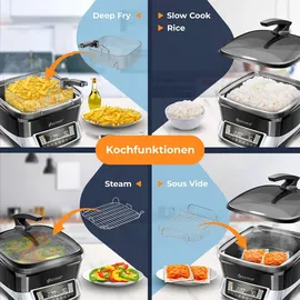 Kesser KESSER® Multikocher Küchengerät mit 16 Programme - Grillen, Backen, Dampfgaren Vorheiz- & Warmhaltefunktion, Schnellkochkopf, Heißluftfritteuse, Reiskocher, Slow Cooker, Joghurtbereiter