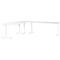 Germania Mailand höhenverstellbarer Schreibtisch weiß L-Form, C-Fuß-Gestell weiß 260,0