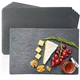 Praknu Servierplatte Schieferplatten 6er Set Schwarz, Schiefer, (Set, 6-tlg), Platzset schwarz