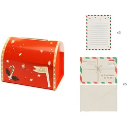 Weihnachtsbriefkasten 22x13x14cm Set inklusive Briefpapier Briefumschläge Briefe an den Weihnachtsmann Weihnachtspost Weihnachtsdekoration