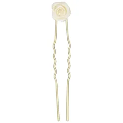 A & A Haarnadel Rosendekor metall Blüte ecru