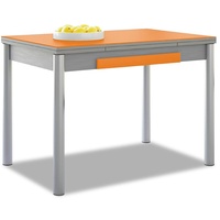 ASTIMESA Flügel Küchentisch, Metall Glas Holz, orange, 100x60cm