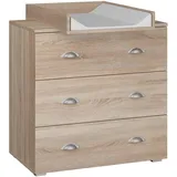 BIM Furniture Kommode Mia 80 cm, mit Wickelunterlage Sonoma Eiche