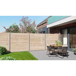 Rhombus Sichtschutzzaun Tor Livo – Zauntor aus Douglasie – moderner Rhombus Steckzaun, silberner Torrahmen – ideales Tor für Garten und Grundstück