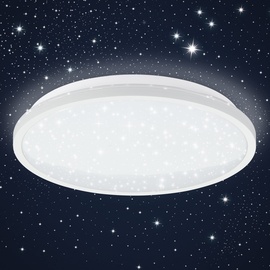 B.K.Licht - LED Deckenlampe mit Sternenhimmel, indirektes Licht, neutralweiß, LED Deckenleuchte, Lampe, Wohnzimmerlampe, Schlafzimmerlampe, Küchenlampe, Deckenbeleuchtung, 28x4,2 cm, Weiß