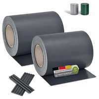 Juskys PVC Sichtschutzstreifen 0,19 x 35 m anthrazit 2er Set inkl. Befestigungsclips 60 St.