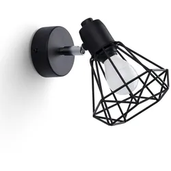 Licht-Erlebnisse Wandspot BUNA Schwarz Metall Retro Design E14 max. 40W LE70452