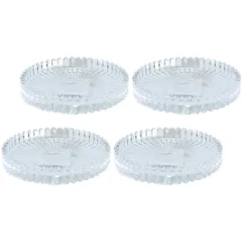 Dekohelden24 Kerzenteller 4er Set Glas klar