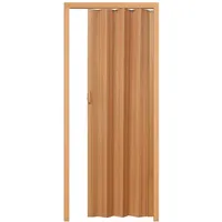 tectake® Schiebetür Komplettset, Lamellentür, Falttür, Tür 80x203 cm, Raumtrenner mit Laufschiene, Vorhang gegen Zugluft, Klapptür als Kälteschutz, Schallschutz, Holz Optik - Nussbaum
