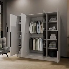 WFL GROUP Drehtürenschrank Mono Lux 200 x 200 x 51 cm Weiß