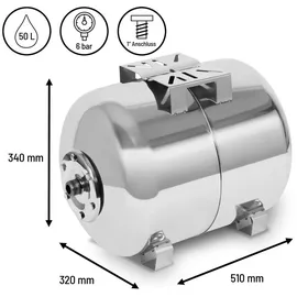 Eberth Ausdehnungsgefäß 50 L 6 bar Silber/Weiß
