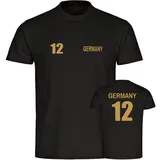 multifanshop Kinder T-Shirt - Germany - Trikot Nummer 12 Gold - Druck gold metallic - Kind