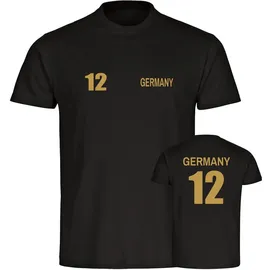 multifanshop Kinder T-Shirt - Germany - Trikot Nummer 12 Gold - Druck gold metallic - Kind