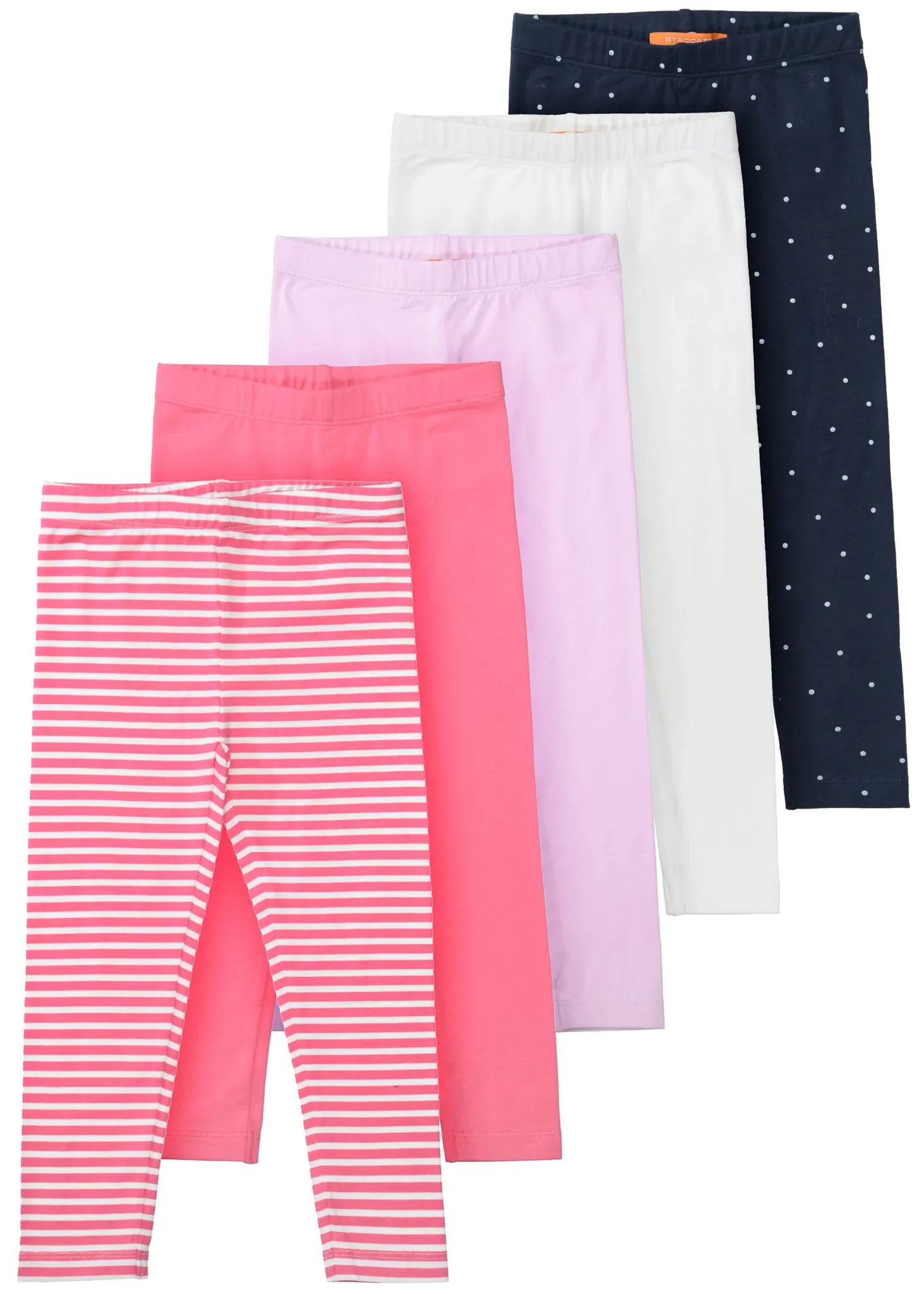 Leggings STACCATO, Mädchen, Gr. 92/98, pink, . Oberstoff: 95% Baumwolle, 5% Elasthan., Hosen Leggings, 5-er Set