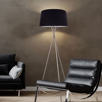 Spot-Light Stehleuchte Wohnzimmerlampe Standleuchte Schlafzimmer, 3 Beine, Metall Stoffschirm