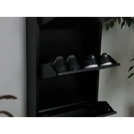 VCM ebuy24 Schuhschrank mit 6 Klappen/Türen in Metall schwarz.Fertig montiert geliefert.
