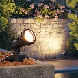 ledscom.de Gartenstrahler mit Erdspieß Kunststoff 39,0 cm inkl. GU10 LED 468lm warmweiß schwarz