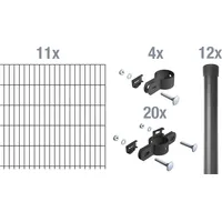 GAH Alberts Alberts Einstabmatten Zaun-Set anthrazit, zum Einbetonieren, 100 cm, 22 m