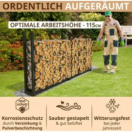 lawa living and lifestyle Kaminholzregal außen Metall verzinkt 223x25x115 Stapelhilfe Brennholz 800kg Brennholzunterstand